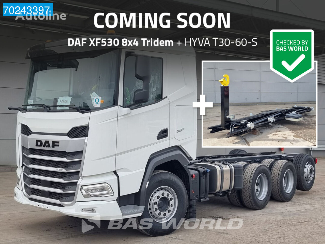 nieuw DAF XF 530 8X4 HYVA T30-60-S Lift+Lenkachse Retarder ACC Euro 6 haakarm vrachtwagen