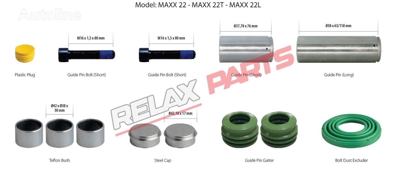 RelaxParts 640 222 928 2 remklauw voor WABCO MAXX 22    Caliper Guides & Seals Repair Kit oplegger